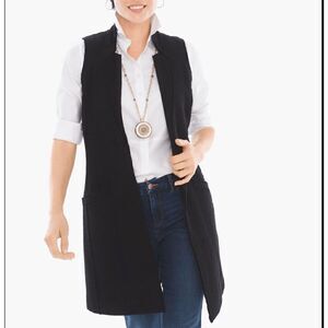 Chico’s Black 100% Boiled Wool Women’s Vest Snap Closure